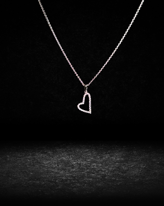 Crystal Heart Necklace (silver toned)
