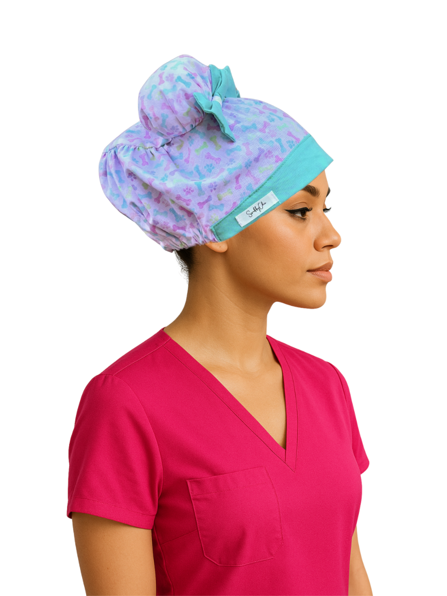 Paw Prints & Pastels ScruBunz – Cute Scrub Cap for Nurses with Colorful Puppy Paws