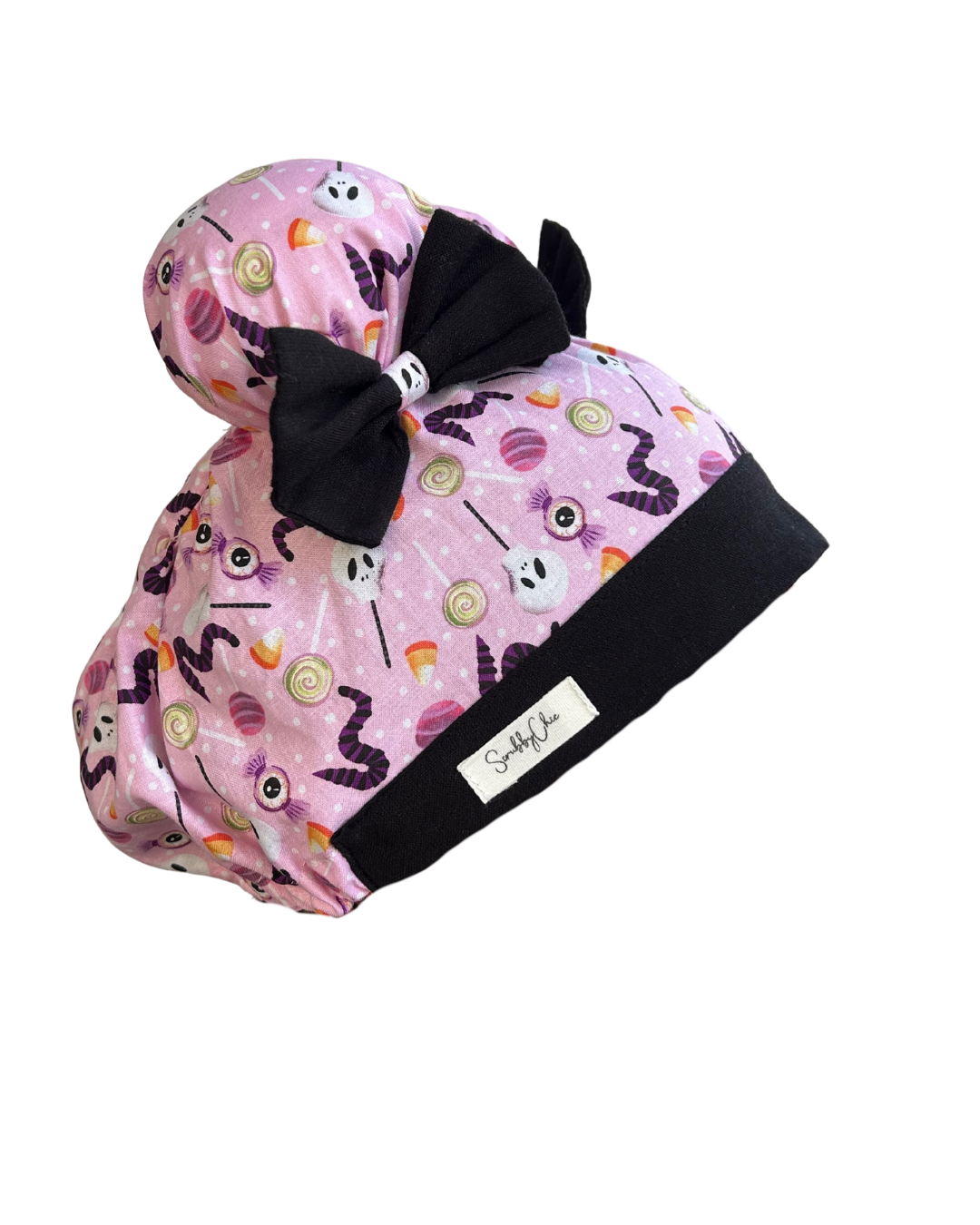 Ghouls Just Wanna Have Fun ScruBunz – Featuring Pink Halloween Treats & Black Bow Details Scrub Cap with Girly Spooky Vibes
