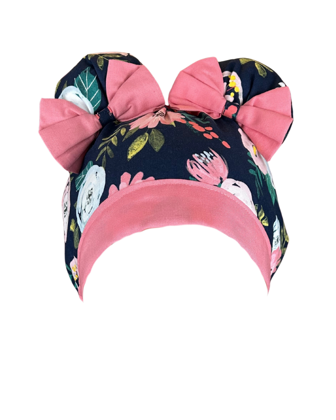 Midnight Bloom ScruBunz - featuring Soft Pink Watercolor Floral Print on navyblue background
