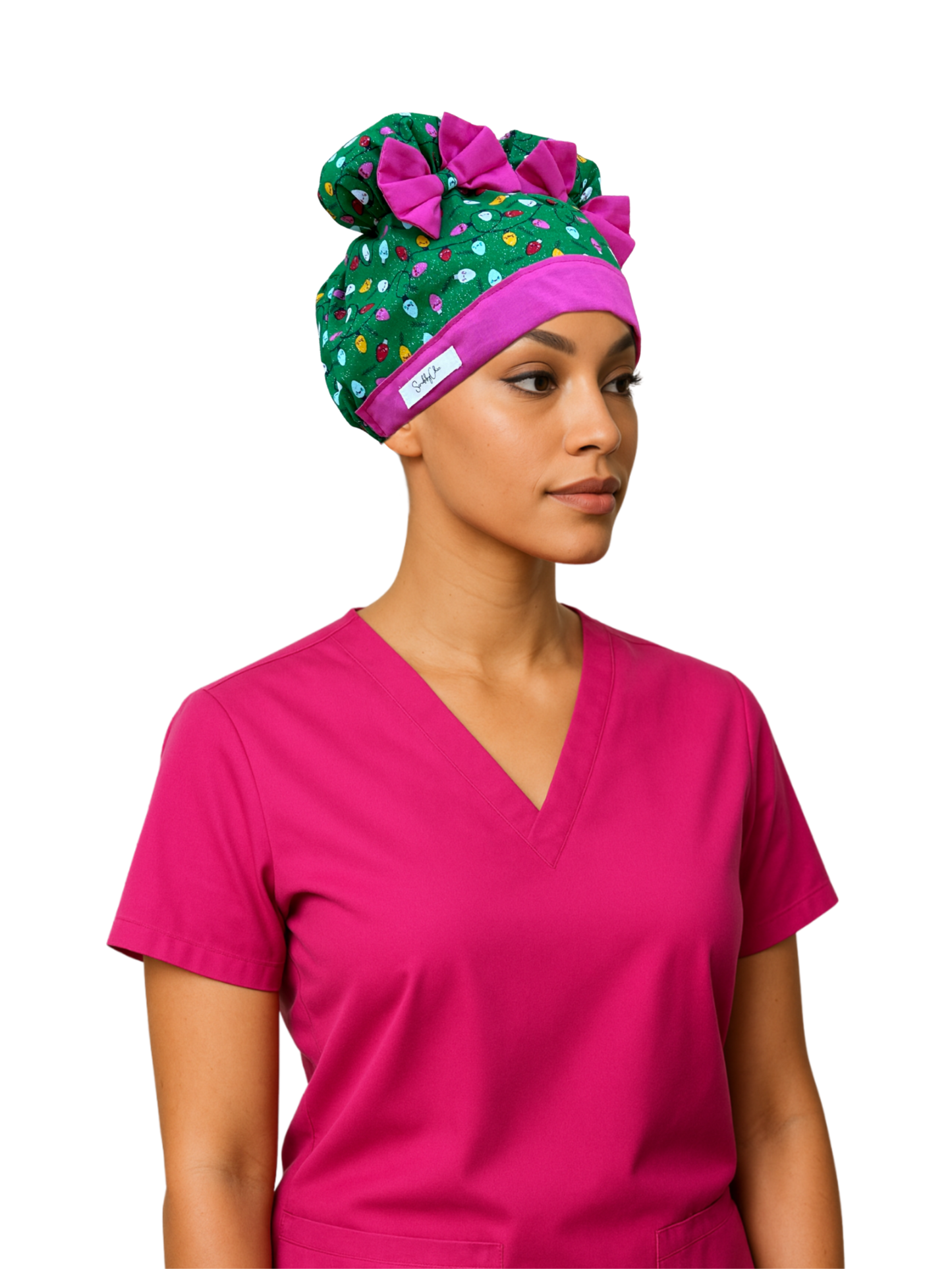 Twinkle Lights ScruBunz – Holiday Scrub Cap for Nurses with Colorful Christmas Lights