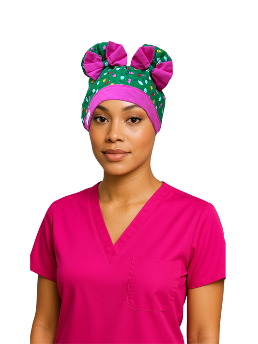 Twinkle Lights ScruBunz – Holiday Scrub Cap for Nurses with Colorful Christmas Lights
