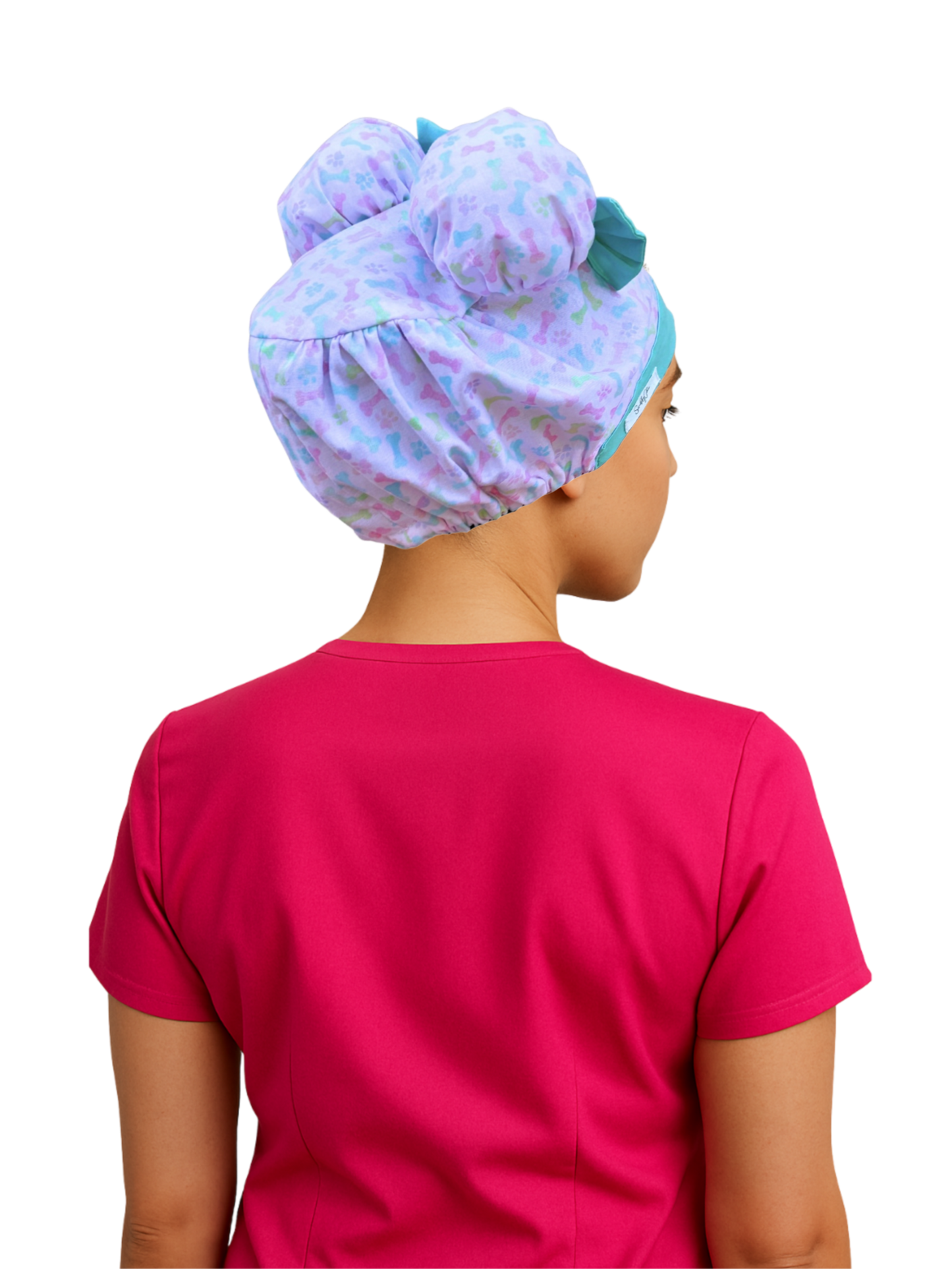 Paw Prints & Pastels ScruBunz – Cute Scrub Cap for Nurses with Colorful Puppy Paws