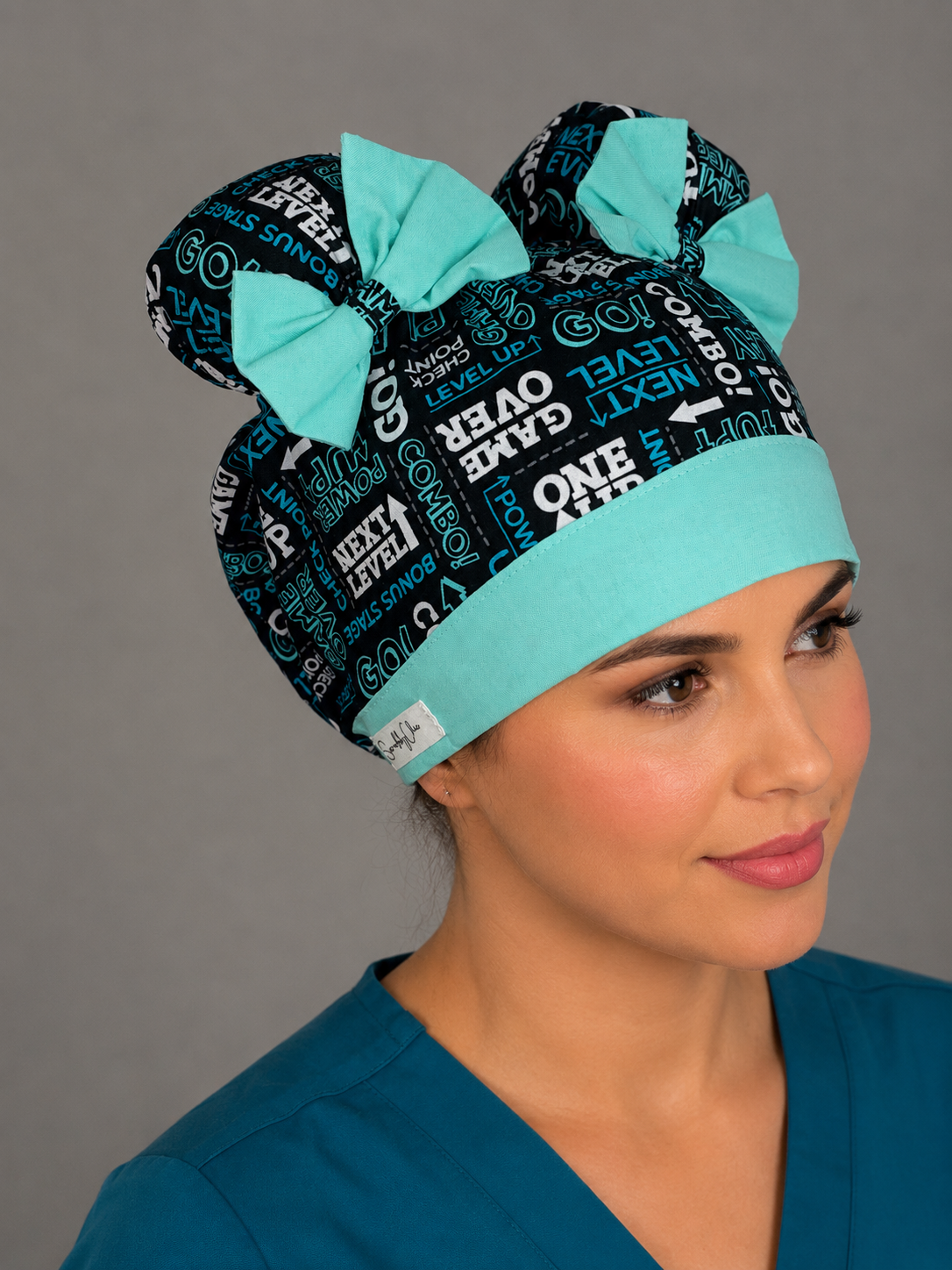 Light Game Over ScruBunz – Featuring Video Game Vibes Scrub Cap for Nurses with Cute Gamer Text