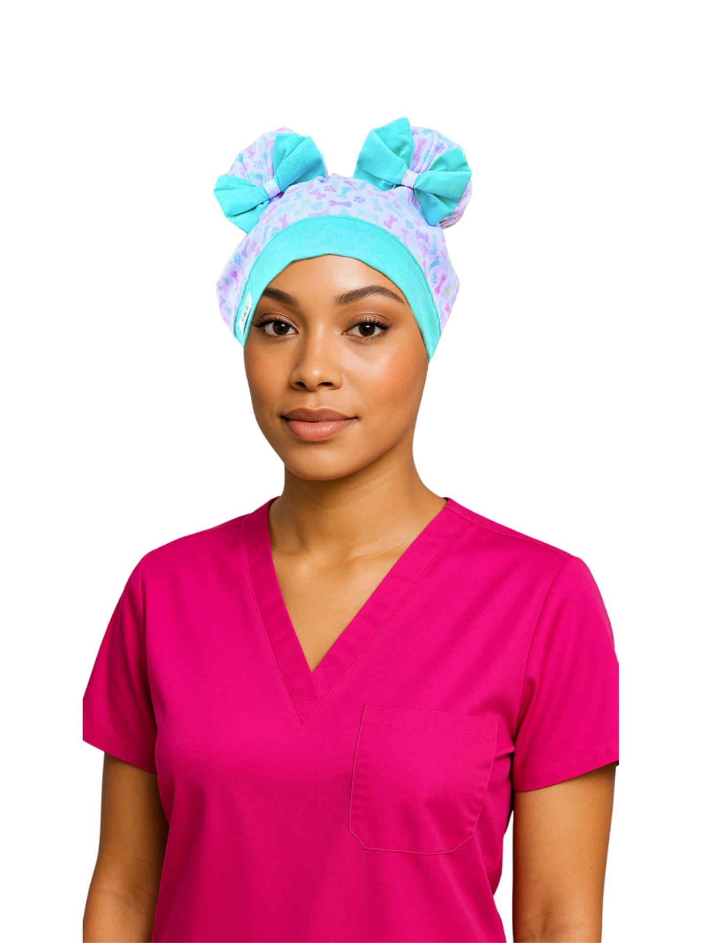 Paw Prints & Pastels ScruBunz – Cute Scrub Cap for Nurses with Colorful Puppy Paws
