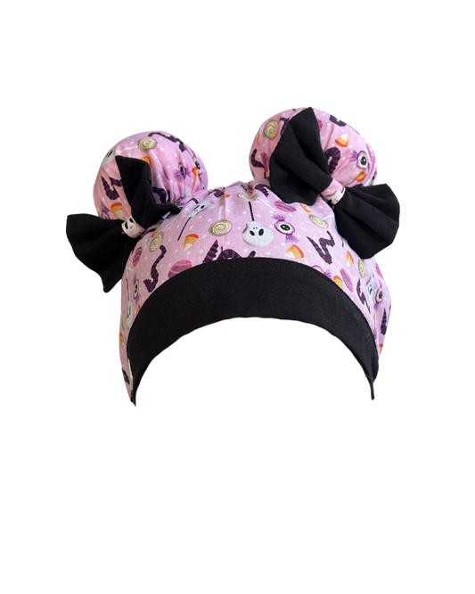 Ghouls Just Wanna Have Fun ScruBunz – Featuring Pink Halloween Treats & Black Bow Details Scrub Cap with Girly Spooky Vibes