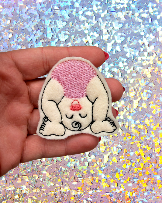 Pink Baby Bottom Up Feltie Topper