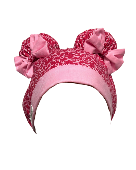 Fight Like a Girl ScruBunz – Breast Cancer Awareness Scrub Cap for Nurses Featuring Pink Ribbon Print & Soft Pink Trim
