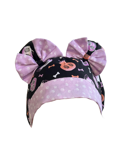 Glampire ScruBunz – Featuring Lavender Skulls & Polka Dot Scrub Cap with Girly Spooky Vibes