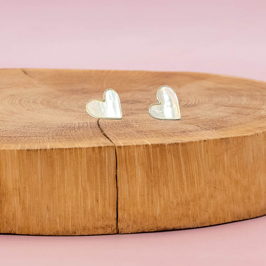 I Heart You White Pearl Stud Earrigns