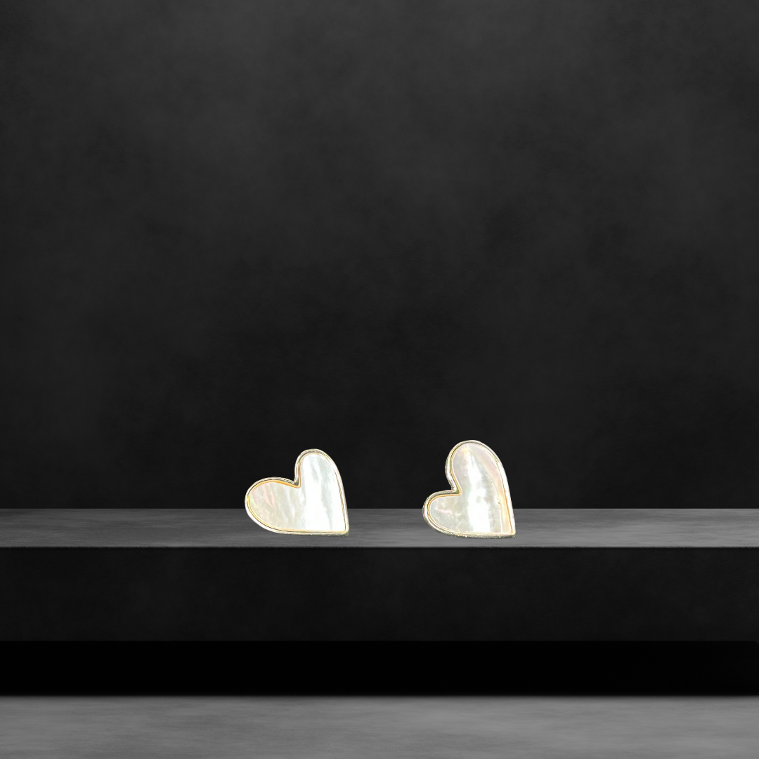 I Heart You White Pearl Stud Earrigns