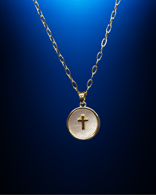 Pearl Cross Necklace (gold plated)
