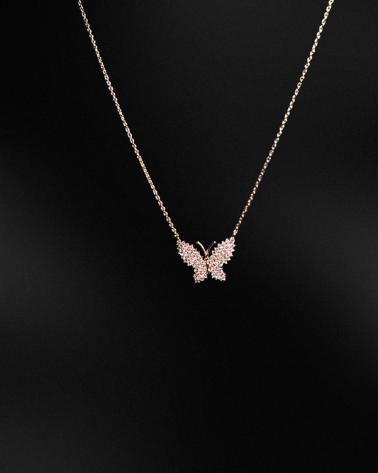 Crystal Butterfly Necklace (gold toned)