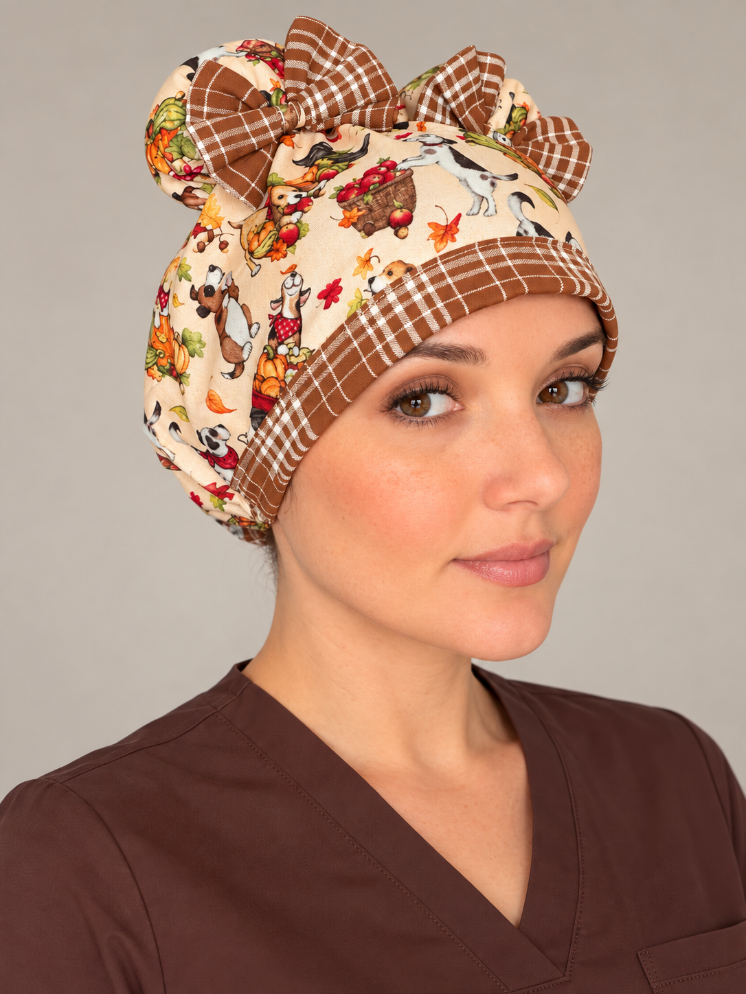 Paws & Pumpkins ScruBunz – Featuring Fall Puppies, Pumpkins & Cozy Plaid Bows