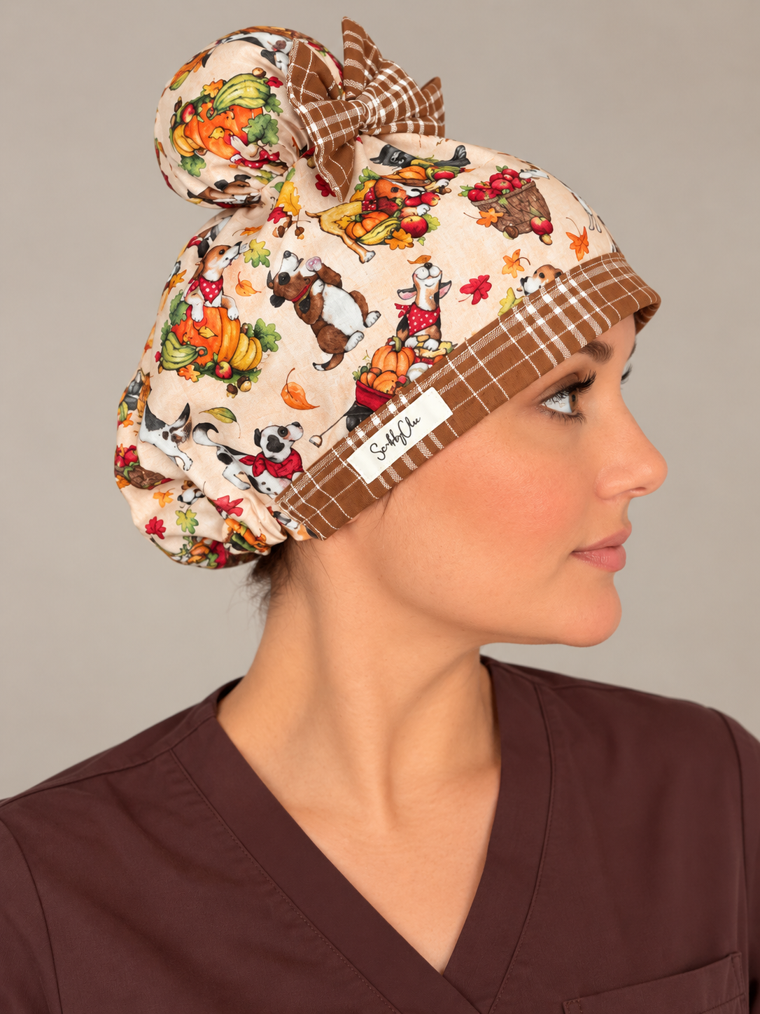 Paws & Pumpkins ScruBunz – Featuring Fall Puppies, Pumpkins & Cozy Plaid Bows