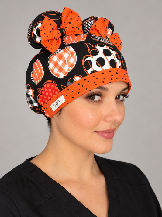 Hey Pumpkin ScruBunz – Featuring Autumn Vibes Scrub Cap for Nurses with Fall Colored Pumpkin Doodles
