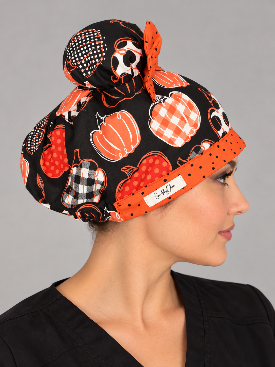 Hey Pumpkin ScruBunz – Featuring Autumn Vibes Scrub Cap for Nurses with Fall Colored Pumpkin Doodles