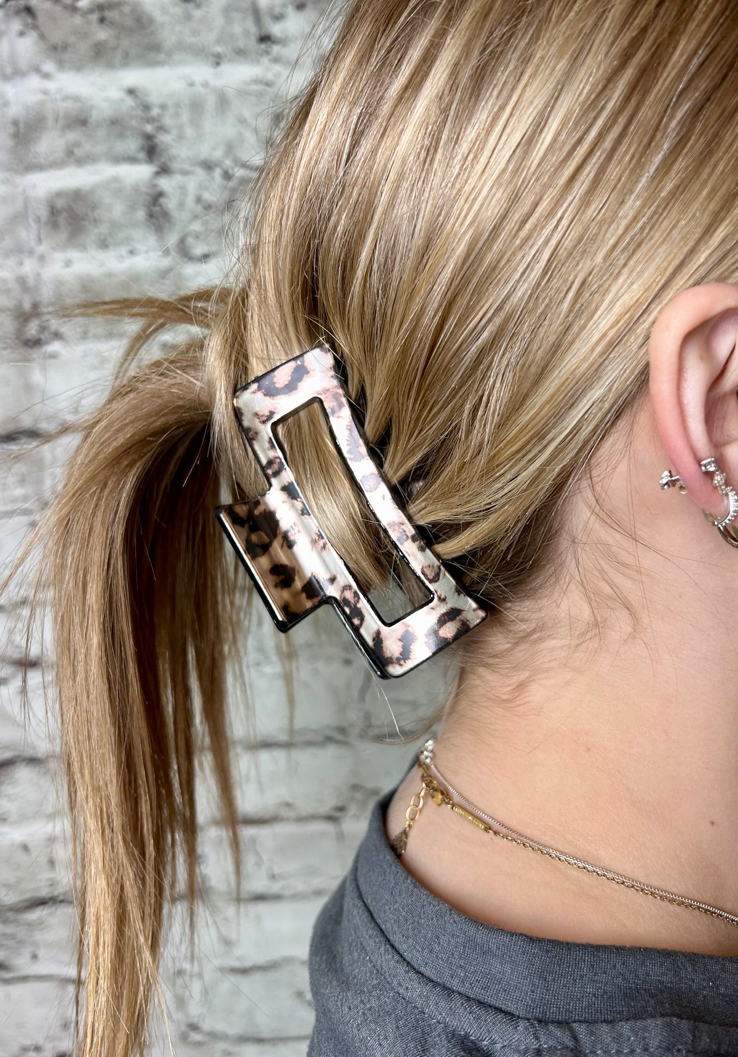 Metallic Leopard Claw Clips