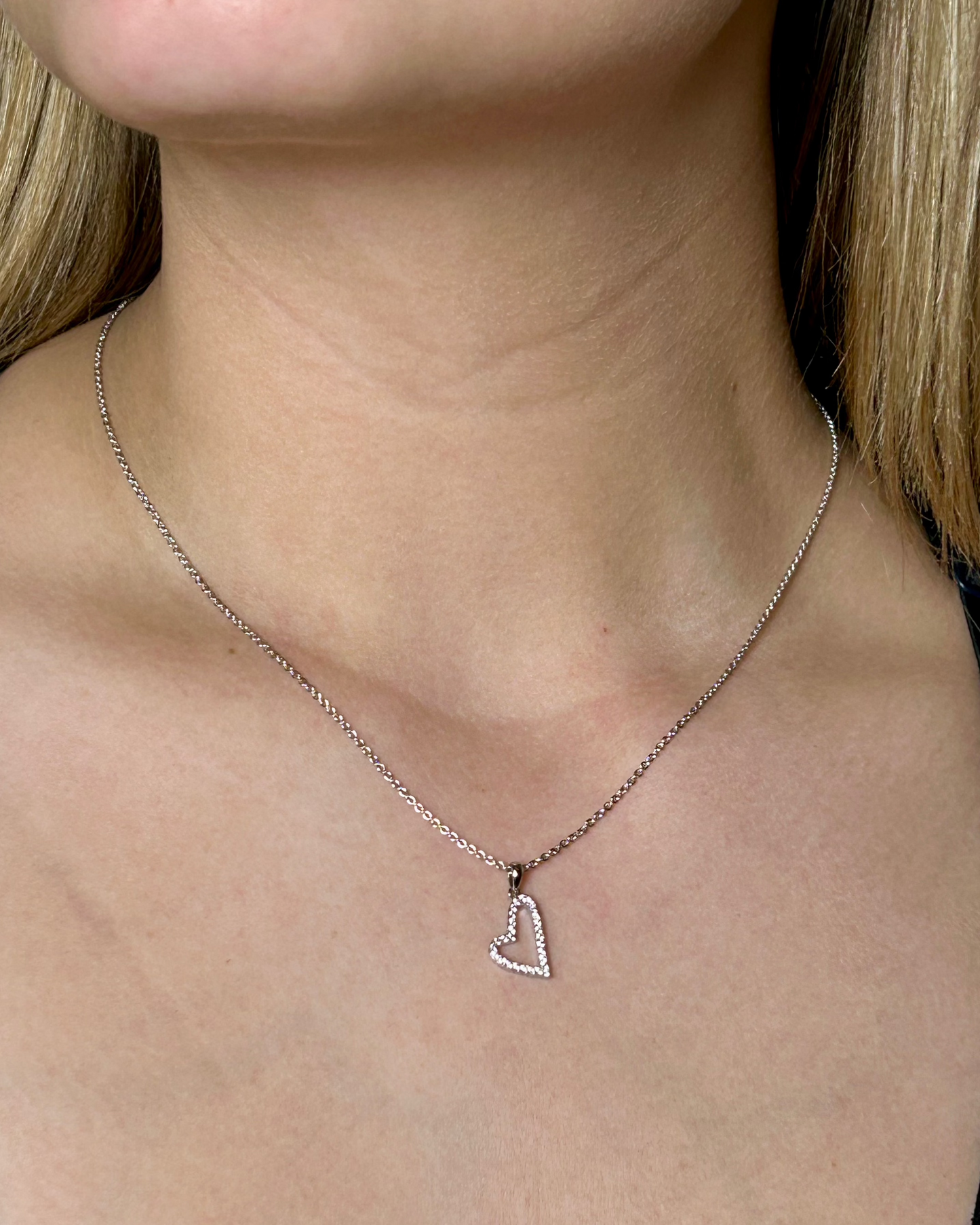 Crystal Heart Necklace (silver toned)
