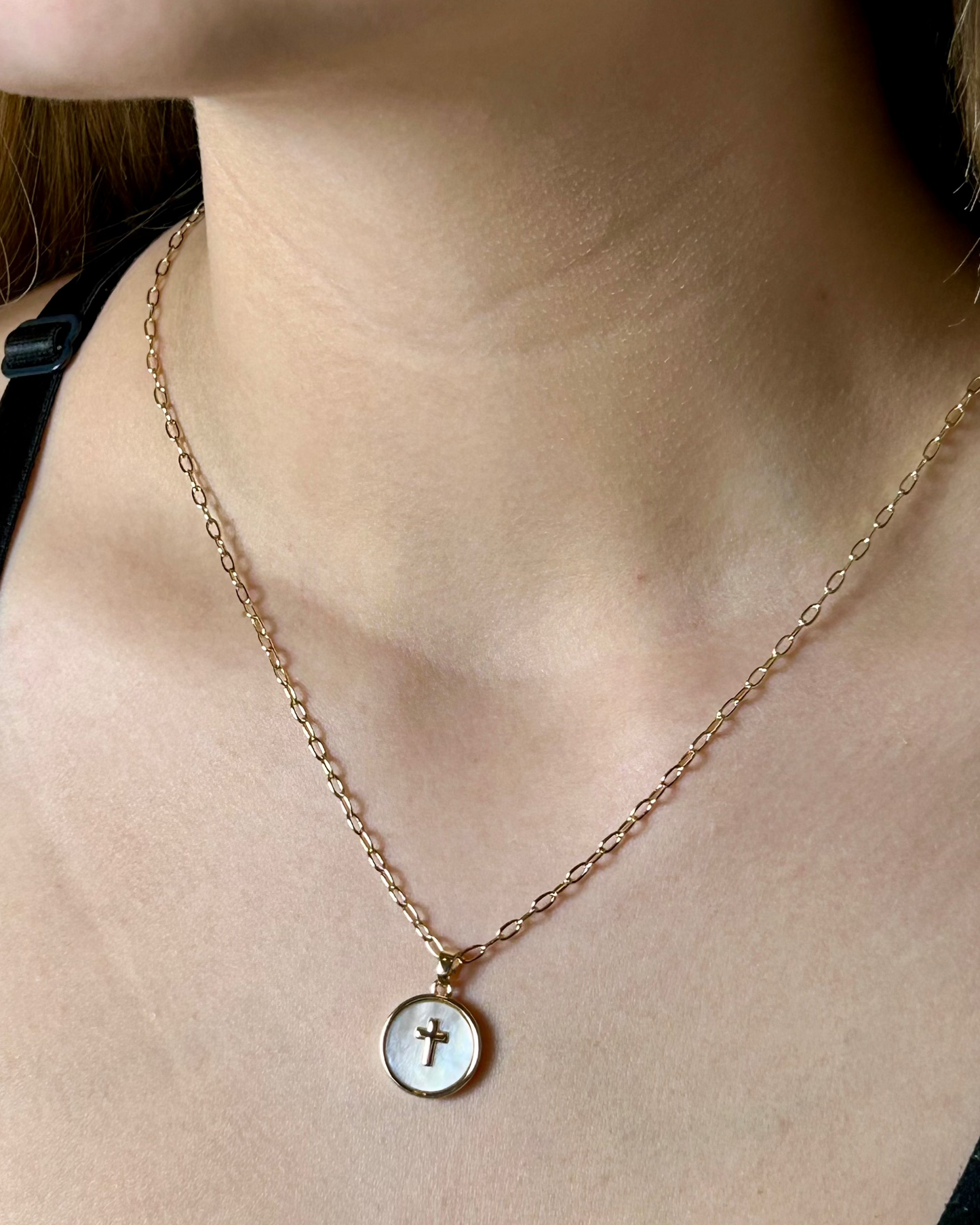 Pearl Cross Necklace (gold plated)
