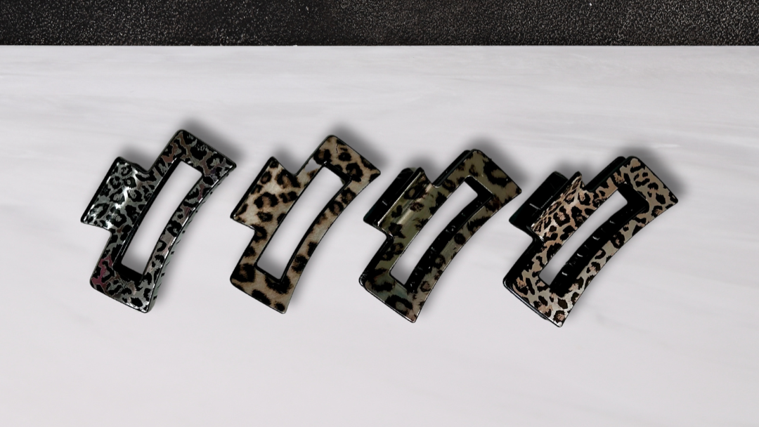 Metallic Leopard Claw Clips