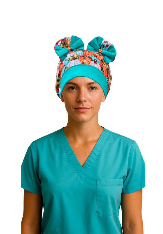 Pumpkin Patch ScruBunz – Featuring Fall Vibes Scrub Cap for Nurses with an Autumn Pumpkin Patch and a Pop of Color