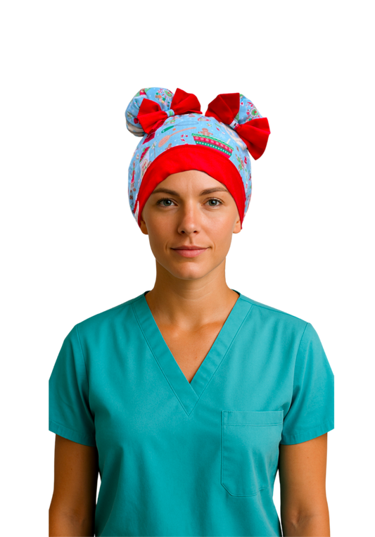 Cookies for Santa ScruBunz – Featuring Holiday Scrub Cap for Nurses with Gingerbread Cookies and Baking Supplies