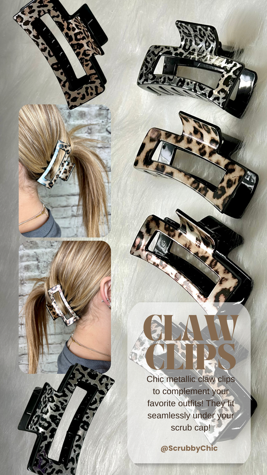Metallic Leopard Claw Clips
