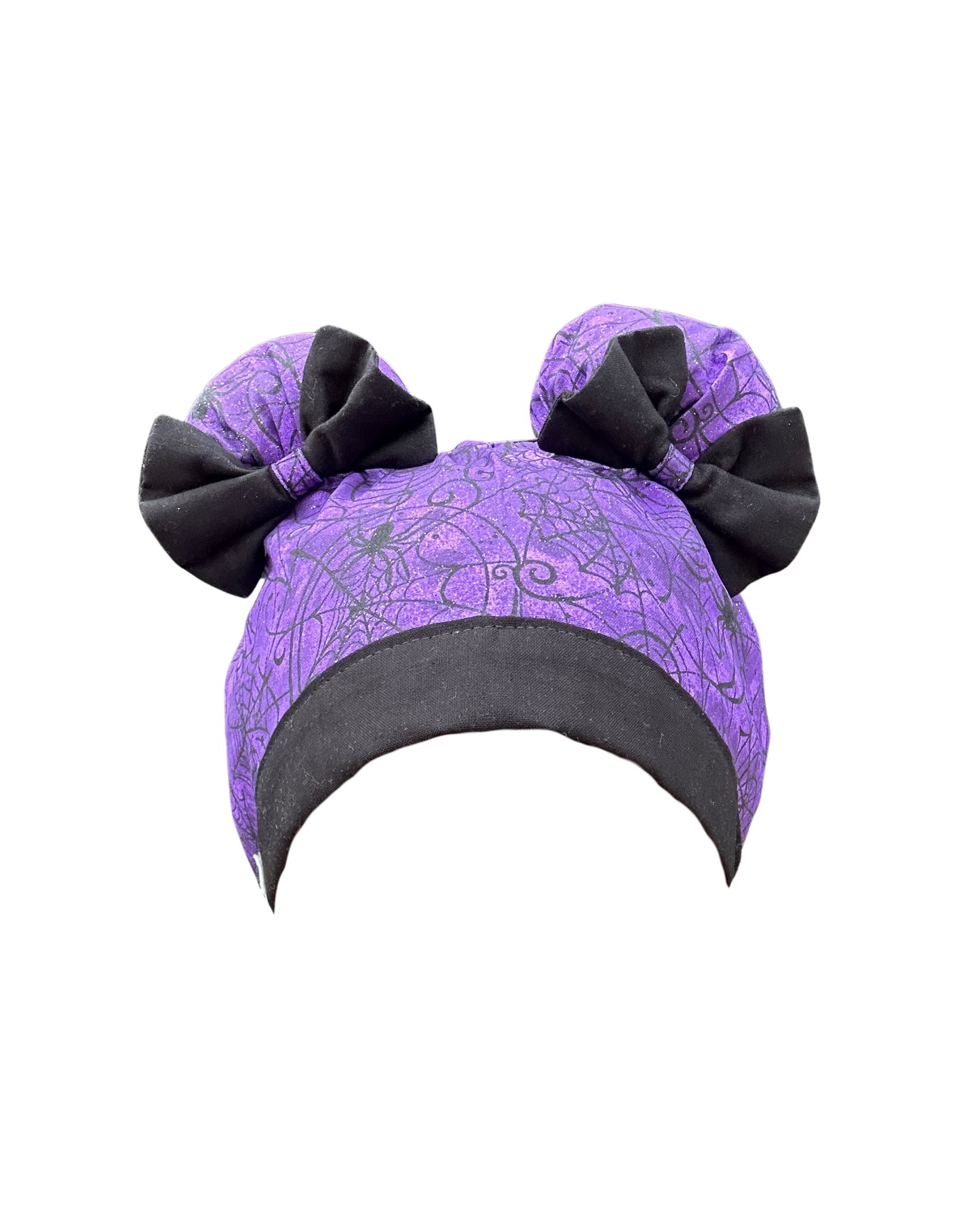 Spider Glam ScruBunz – Featuring Purple Halloween Vibes Scrub Cap for Nurses with Spooky Spiders and Webs
