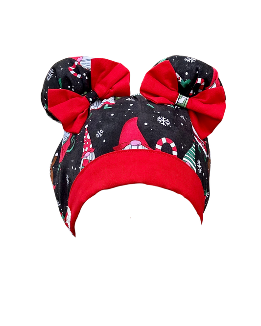 Gnome for the Holidays ScruBunz – Featuring Christmas Vibes Scrub Cap for Nurses with Cute Holiday Gnomes and Snowflakes