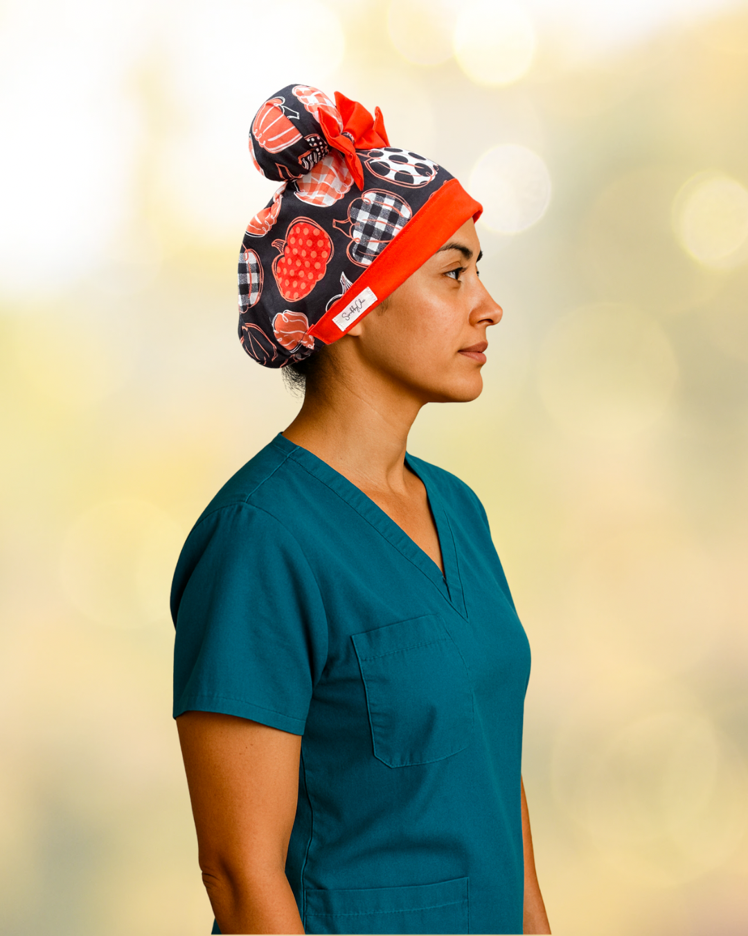 Hey Pumpkin ScruBunz – Featuring Autumn Vibes Scrub Cap for Nurses with Fall Colored Pumpkin Doodles