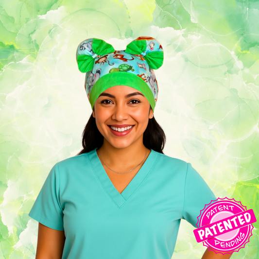 Safari Sweeties ScruBunz - featuring Blue Skies with Safari Animals - Lion Giraffe Elephant