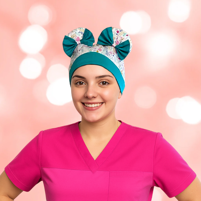 Spring Floral ScruBunz -  featuring Colorful Springtime Flower Print with Turquoise Accents