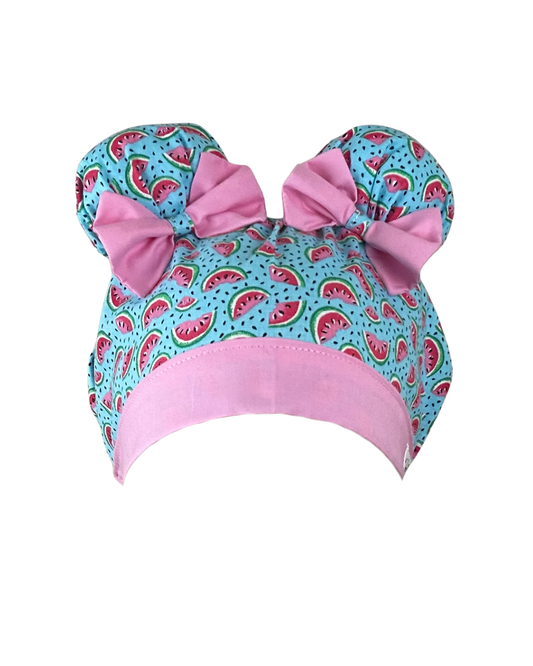 Watermelon Pop ScruBunz – Featuring Summer Vibes Scrub Cap with Space Buns for Nurses with Juicy Watermelon