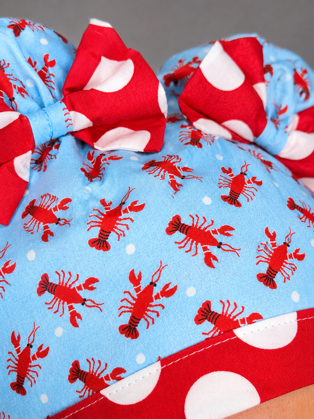 Lobster Lover ScruBunz – Coastal Cutie Scrub Cap for Nurses with Signature Double Space Buns
