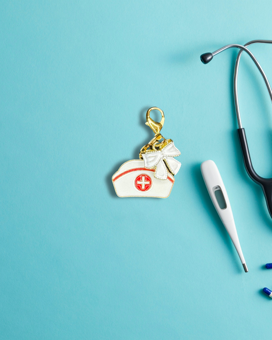 Badge Charm - Nurse Hat & White Bow