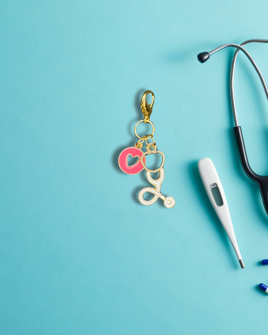 Badge Charm - Stethoscope & Heart