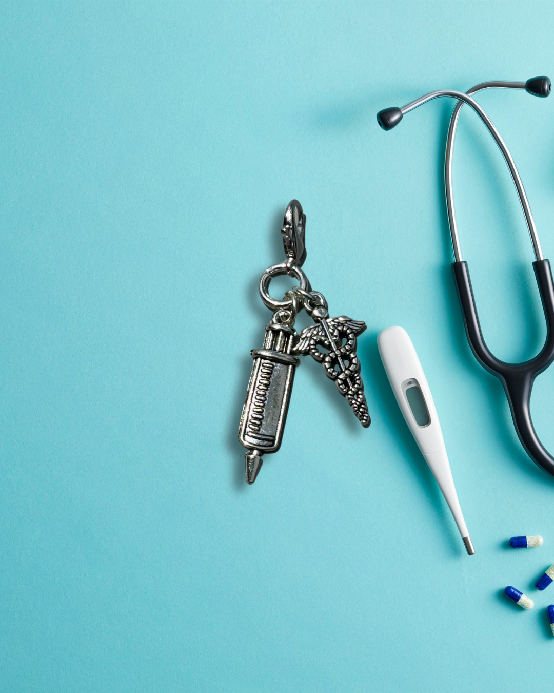 Badge Charm - Syringe & Caduceus