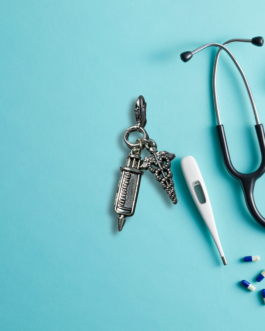 Badge Charm - Syringe & Caduceus