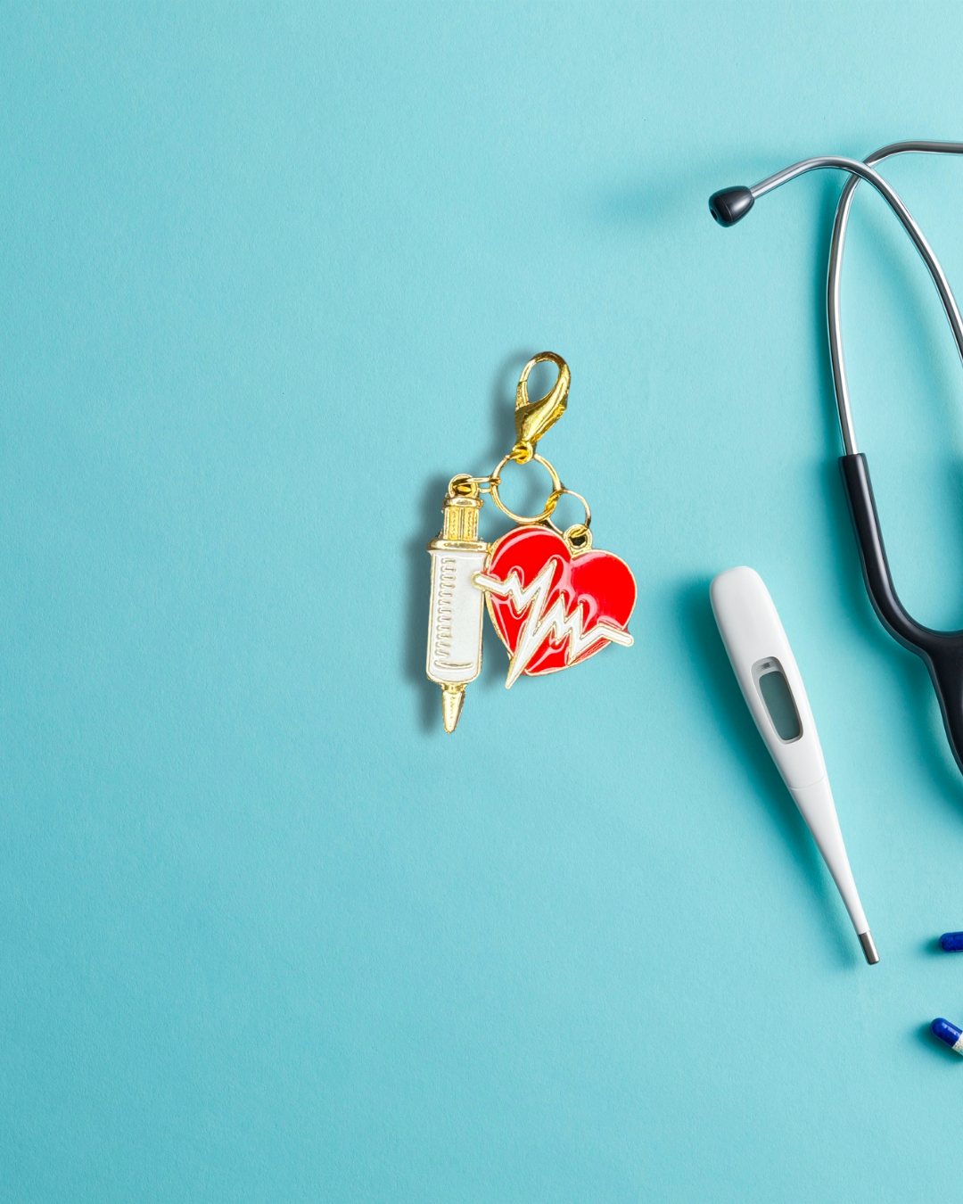 Badge Charm - Heart & Syringe